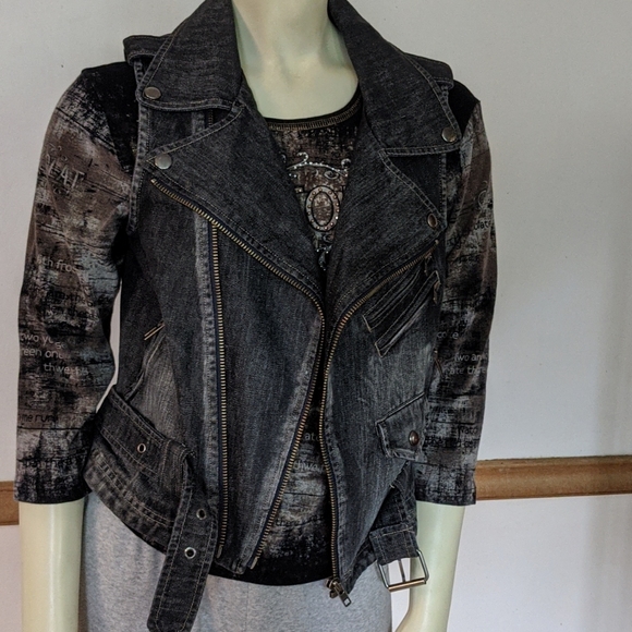 Truth + Pride Black Denim Moto Vest - Picture 2 of 9